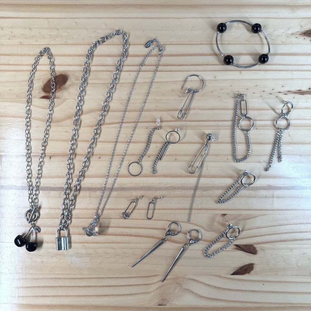 Unbranded Punk Mix And Match Earring Set With Necklaces And Bracelet